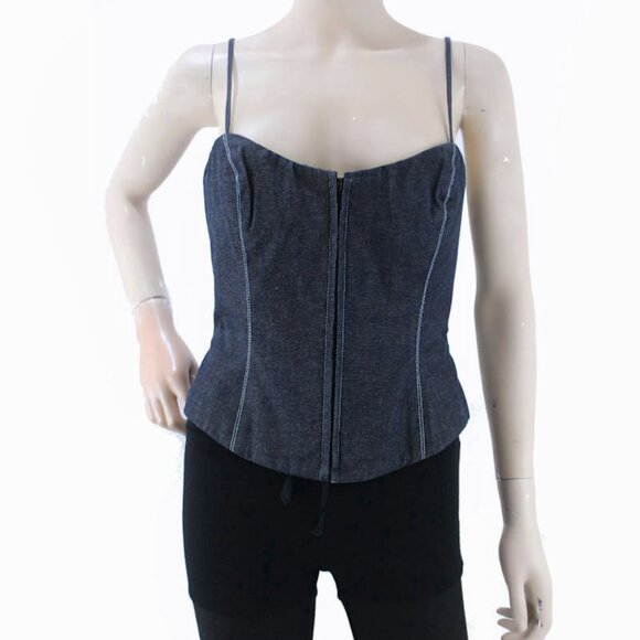 All About Eve Tops - Vintage Y2K ALL ABOUT EVE Germany Cropped Denim Bustier Top